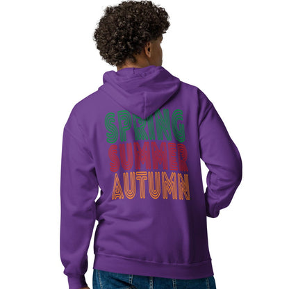 man wearing The Spring into Summer Unisex Zip-Up Hoodie in Purple from the APWT Gift Shop