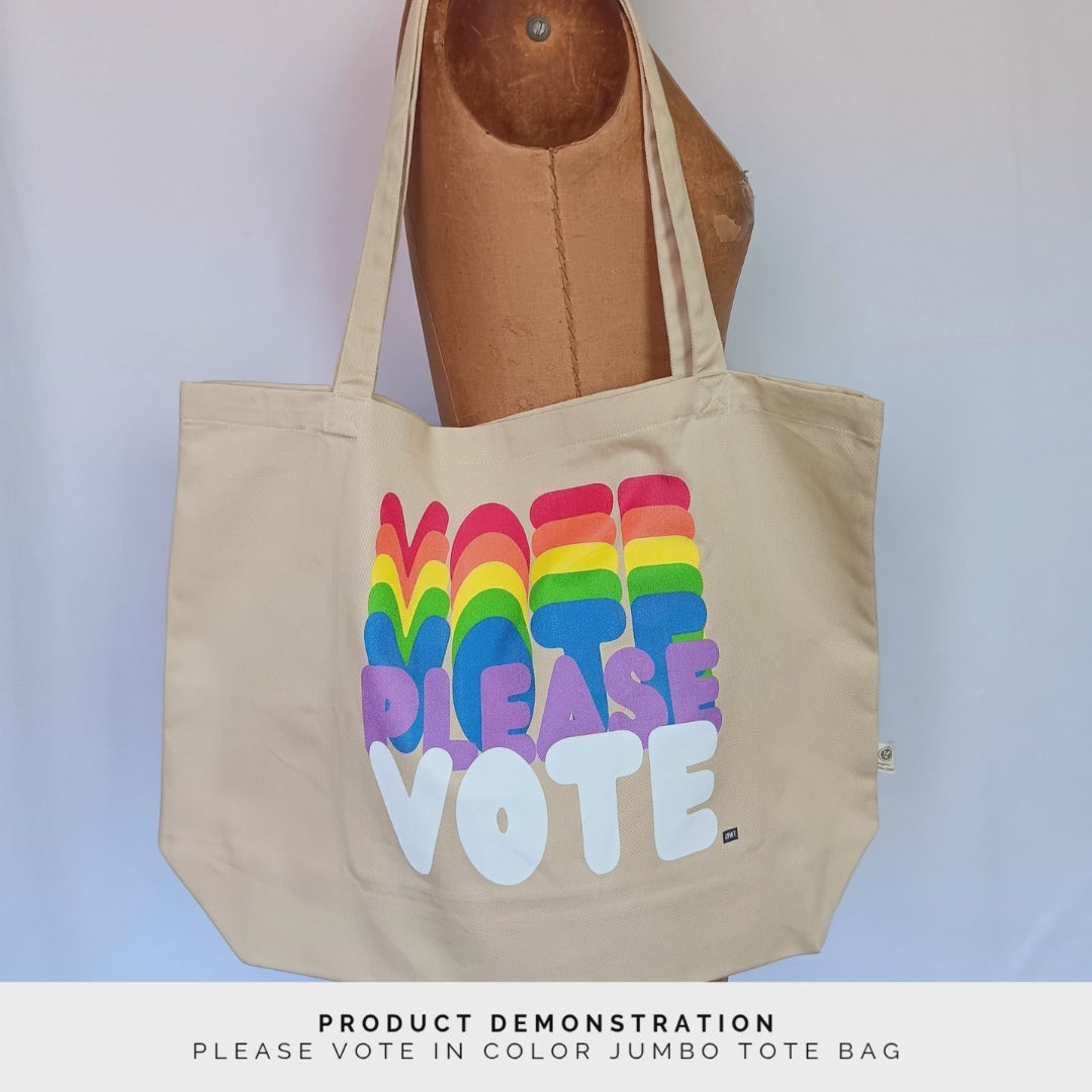 Product Demonstration - Please Vote in Color Jumbo Tote Bag - The APWT Gift Shop