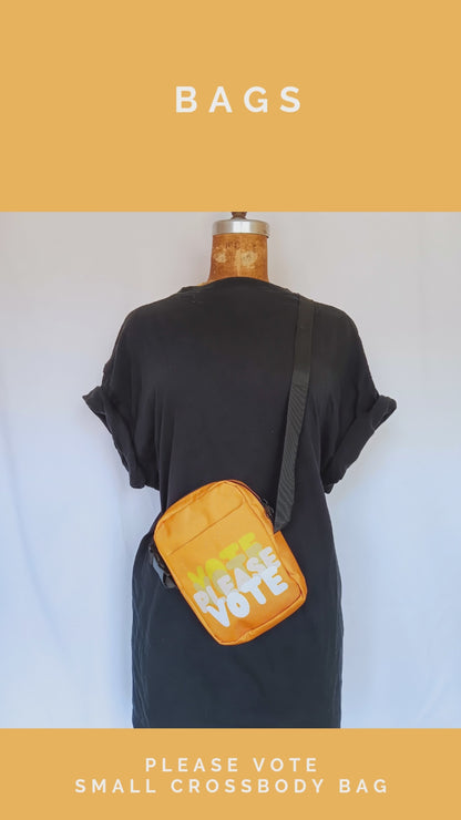 Please Vote in Orange Small Crossbody Bag - Product Demonstration
