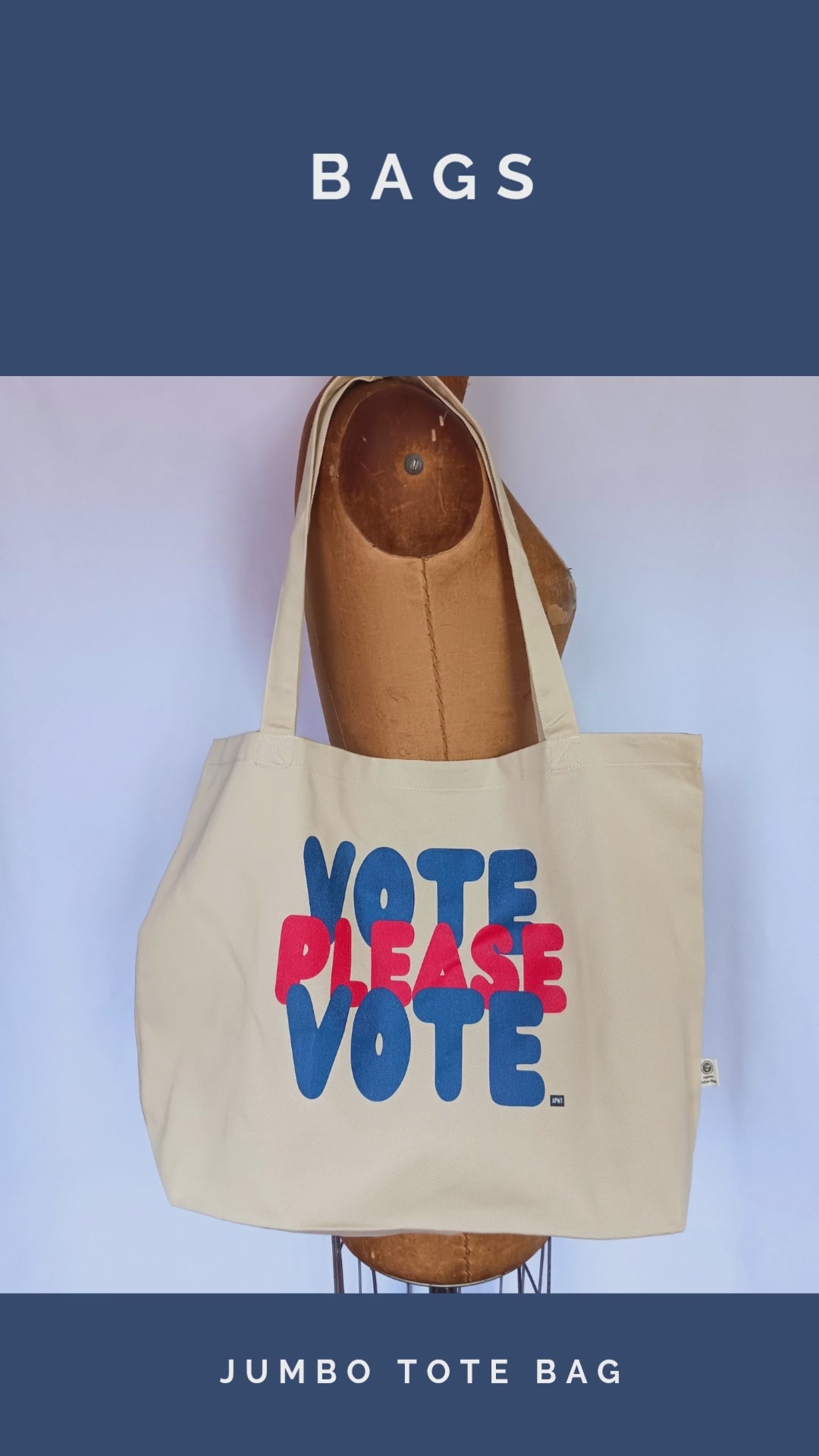 Please Vote Jumbo Tote Bag - Product Demonstration Video