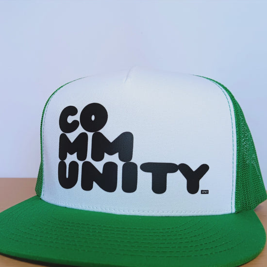 Community in Black and White Trucker Hat - The APWT Gift Shop