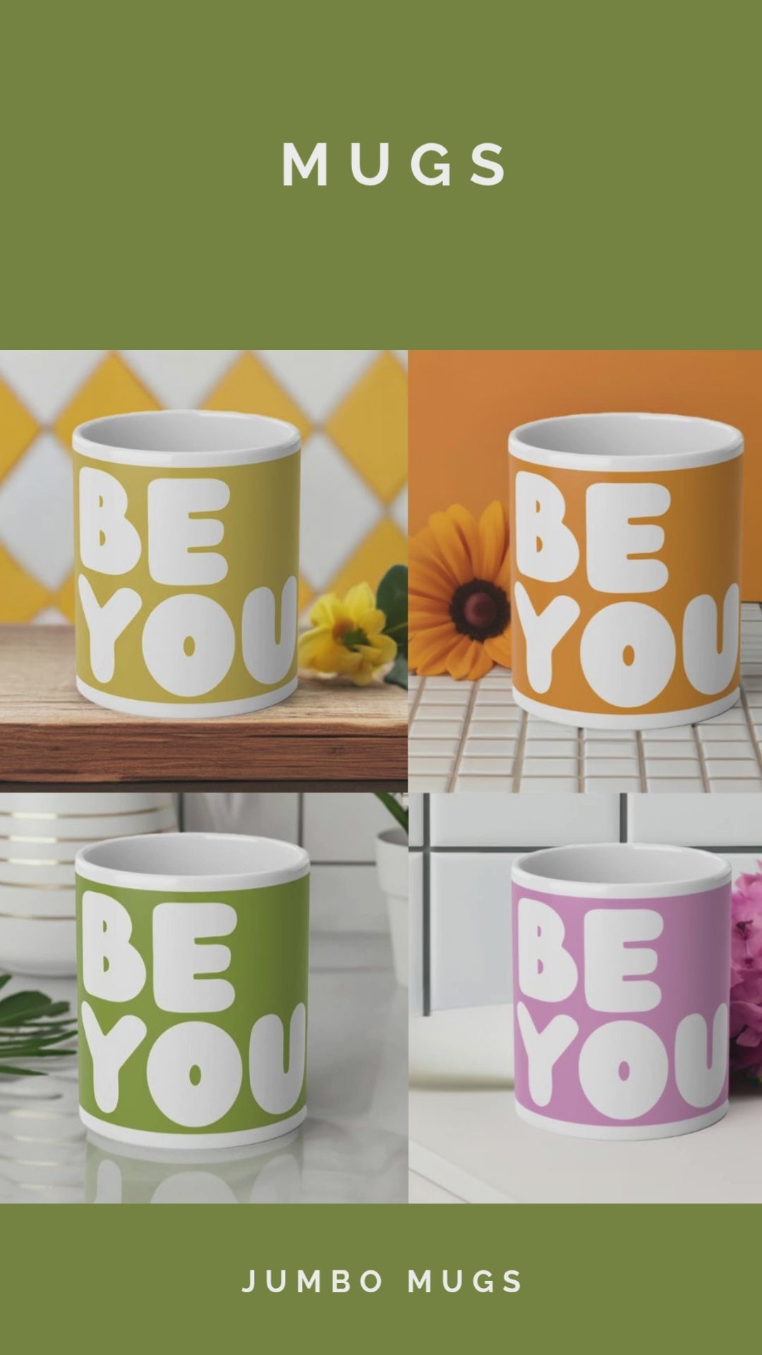 Be You in Lime Green Jumbo Mug - Product Demonstration