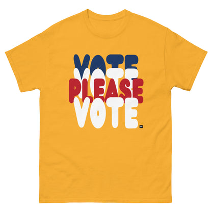 APWT Gift Shop's Please Vote Unisex T-Shirt from the APWT Vote Shop in Yellow