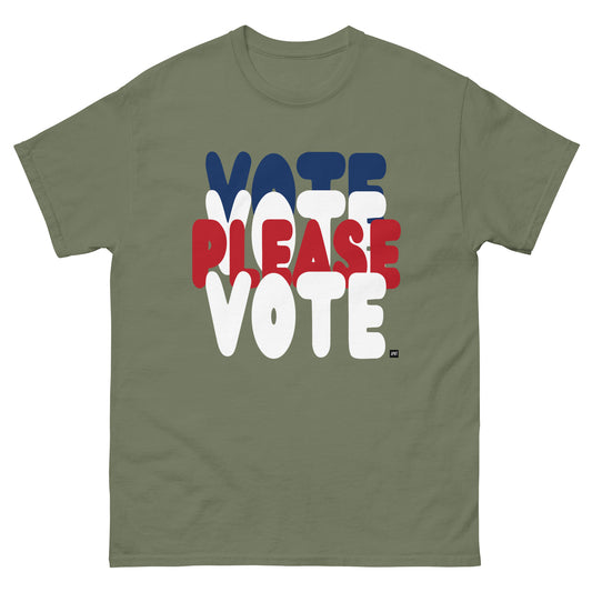 APWT Gift Shop's Please Vote Unisex T-Shirt from the APWT Vote Shop in Olive Green