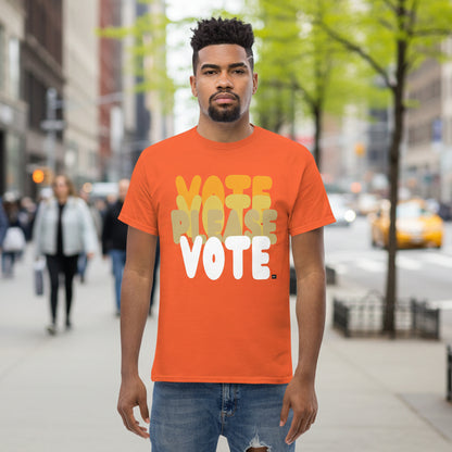 Please Vote in Safety Cone Orange Unisex T-Shirt
