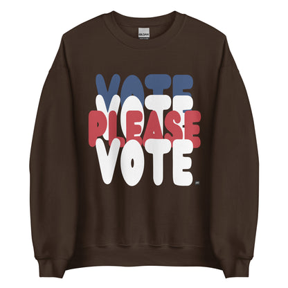 The APWT Gift Shop's Please Vote Unisex Crew Neck Sweatshirt from the APWT Vote Shop in Brown