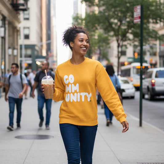 A Community in Sunflower Yellow Unisex Crew Neck Sweatshirt - The APWT Gift Shop