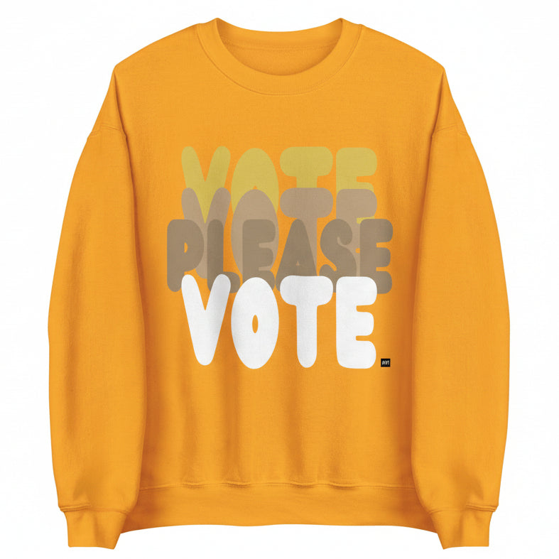 Please Vote in Sunny Yellow Unisex Crew Neck Sweatshirt - The APWT Gift Shop