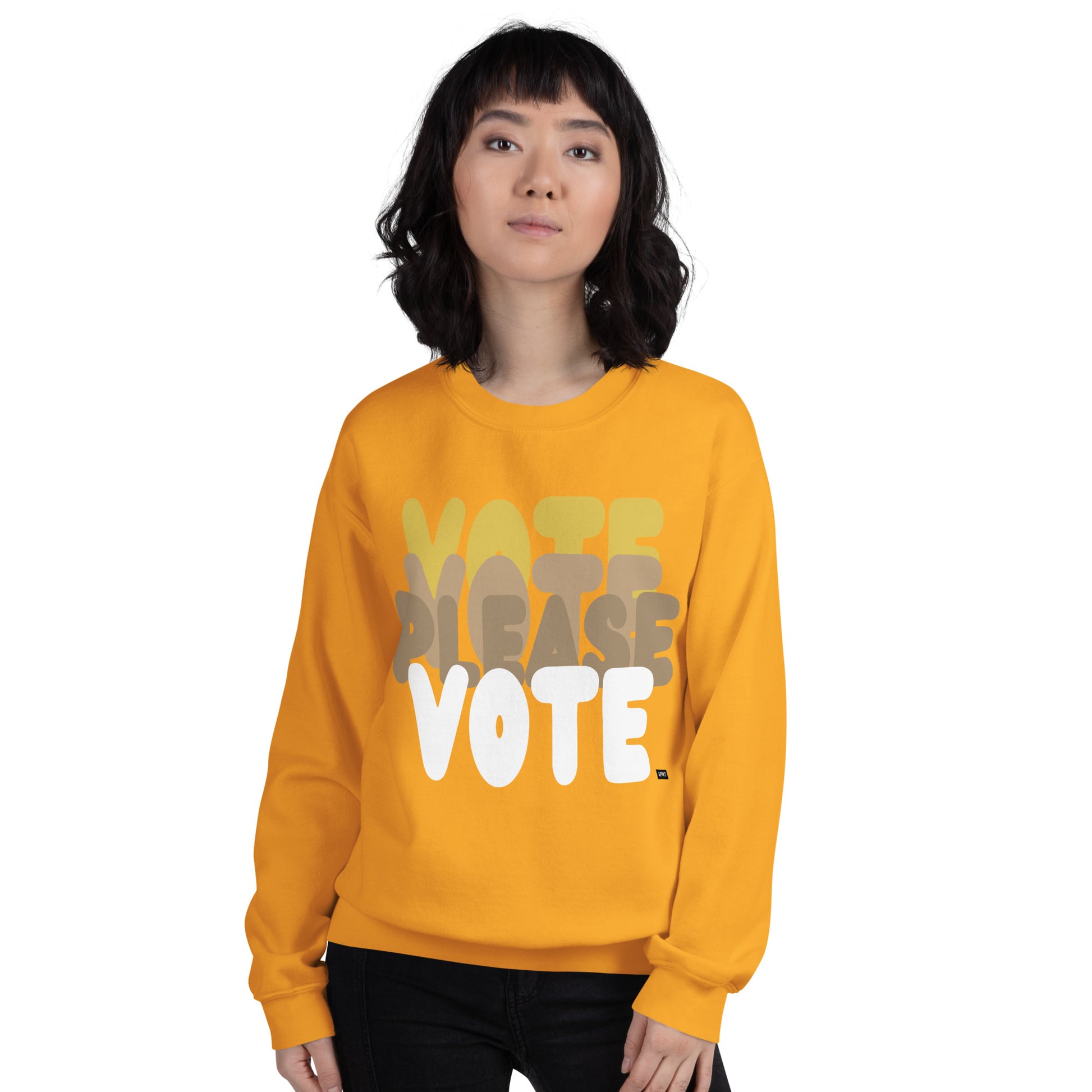 Please Vote in Sunny Yellow Unisex Crew Neck Sweatshirt - The APWT Gift Shop