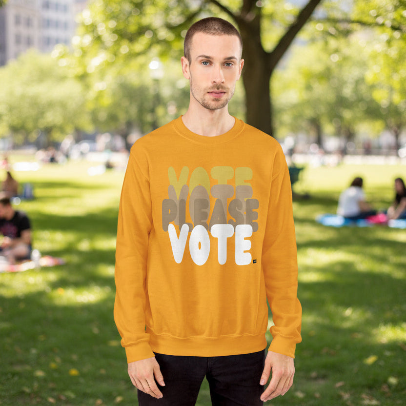 Please Vote in Sunny Yellow Unisex Crew Neck Sweatshirt - The APWT Gift Shop