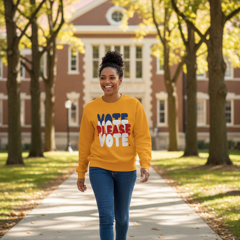 Please Vote Unisex Crew Neck Sweatshirt - Available in Assorted Colors