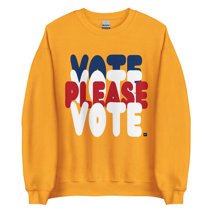 Please Vote Unisex Crew Neck Sweatshirt - Available in Assorted Colors