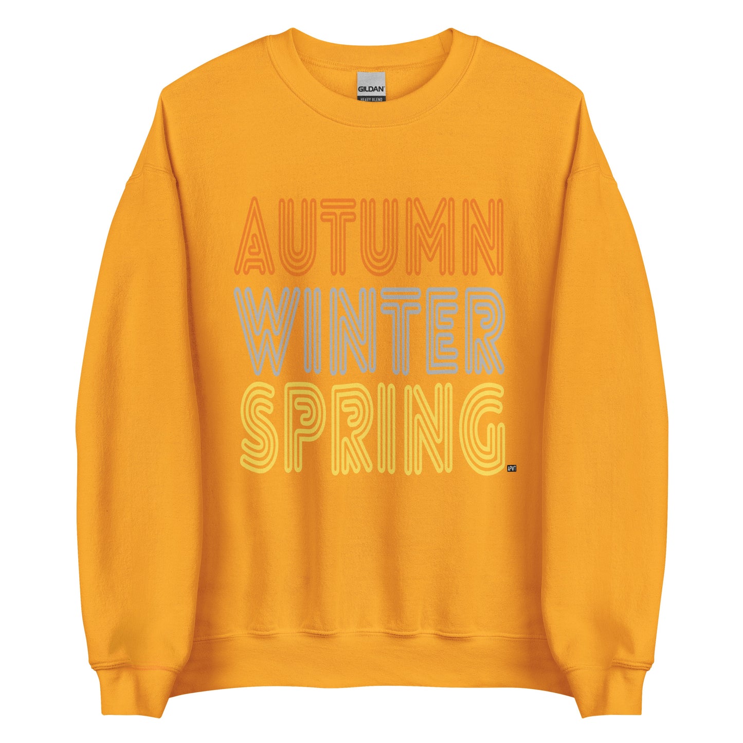 APWT Gift Shop's Fall in Autumn Unisex Crew Neck Sweatshirt from the Day in the Life Collection in Gold/Yellow