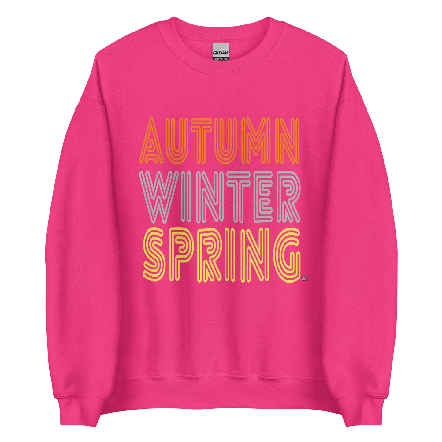 APWT Gift Shop's Fall in Autumn Unisex Crew Neck Sweatshirt from the Day in the Life Collection in Hot Pink