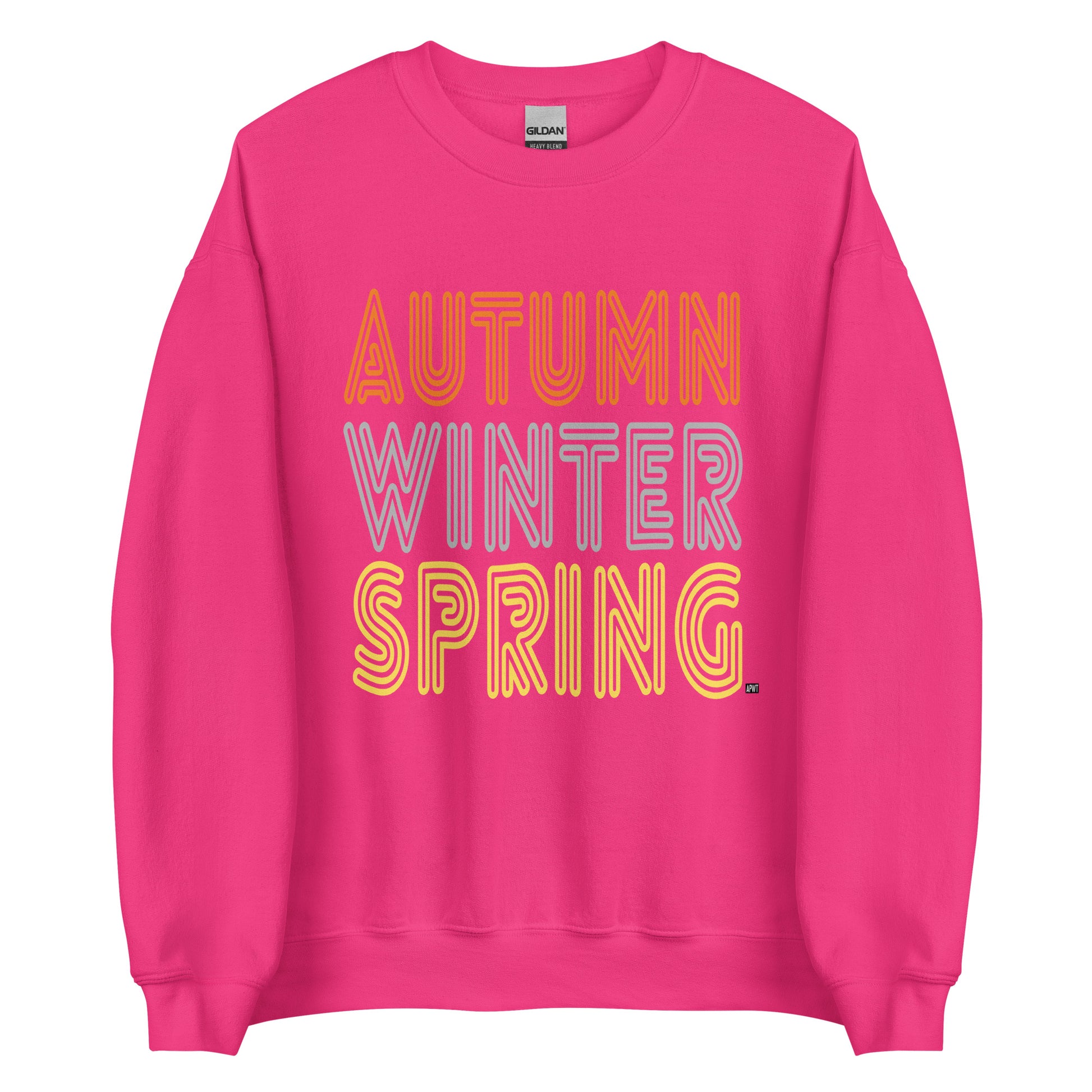 APWT Gift Shop's Fall in Autumn Unisex Crew Neck Sweatshirt from the Day in the Life Collection in Hot Pink