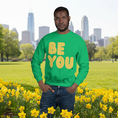 Be You in Green and Yellow Unisex Crew Neck Sweatshirt - The APWT Gift Shop
