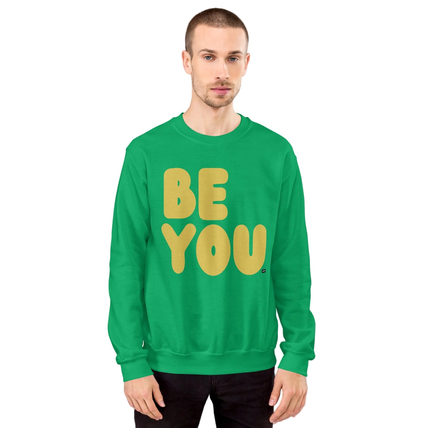 Be You in Green and Yellow Unisex Crew Neck Sweatshirt - The APWT Gift Shop