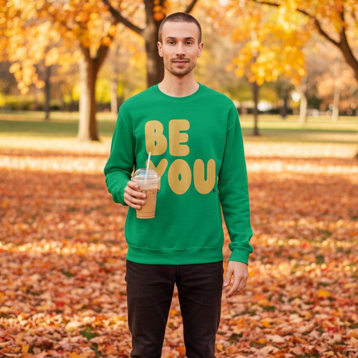 Be You in Green and Yellow Unisex Crew Neck Sweatshirt