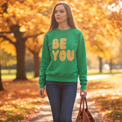 Be You in Green and Yellow Unisex Crew Neck Sweatshirt