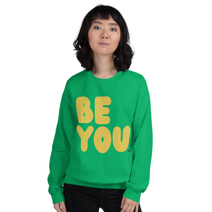 Be You in Green and Yellow Unisex Crew Neck Sweatshirt - The APWT Gift Shop