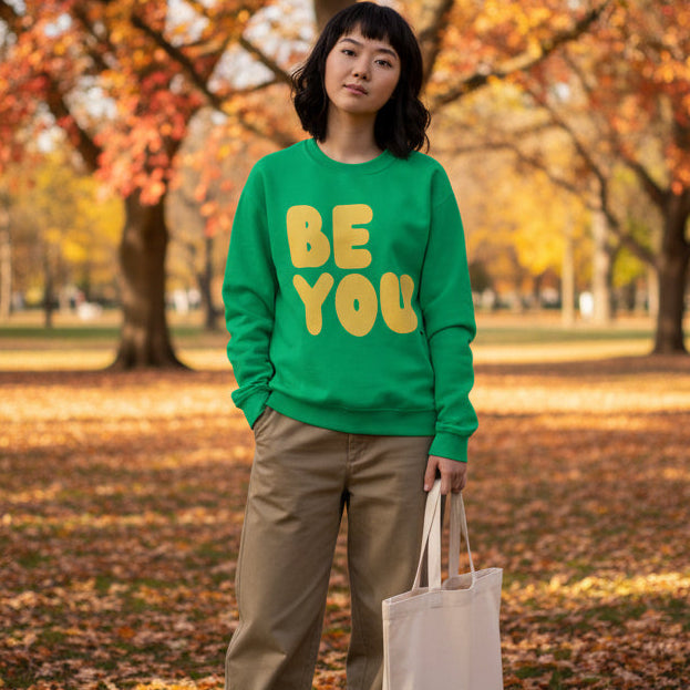 Be You in Green and Yellow Unisex Crew Neck Sweatshirt