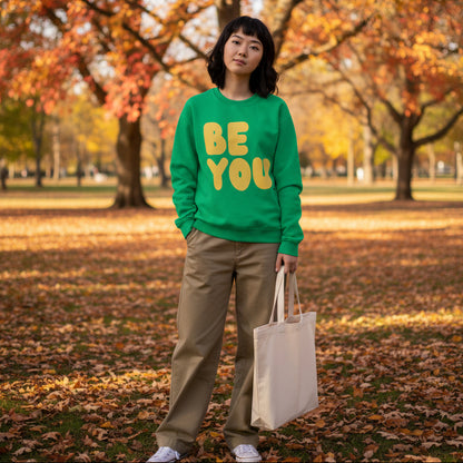 Be You in Green and Yellow Unisex Crew Neck Sweatshirt