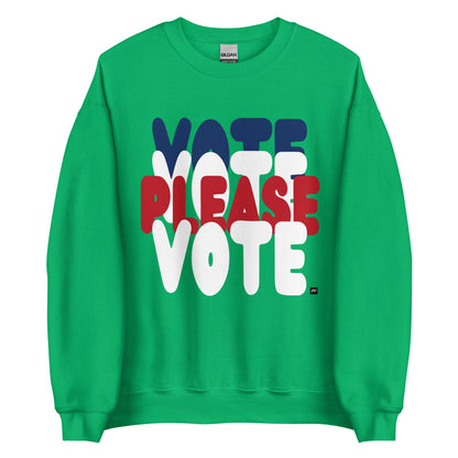Please Vote Unisex Crew Neck Sweatshirt - Available in Assorted Colors
