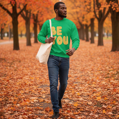 Be You in Green and Yellow Unisex Crew Neck Sweatshirt