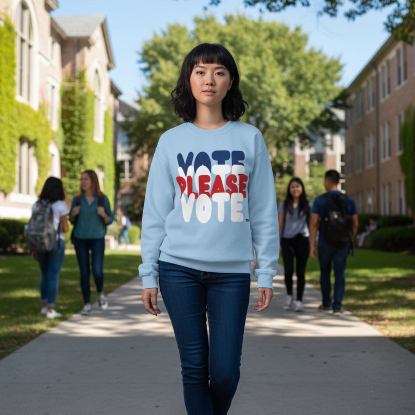 Please Vote Unisex Crew Neck Sweatshirt - Available in Assorted Colors