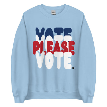 Please Vote Unisex Crew Neck Sweatshirt - Available in Assorted Colors