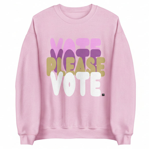 Please Vote in Primaries Pink Unisex Crew Neck Sweatshirt - The APWT Gift Shop