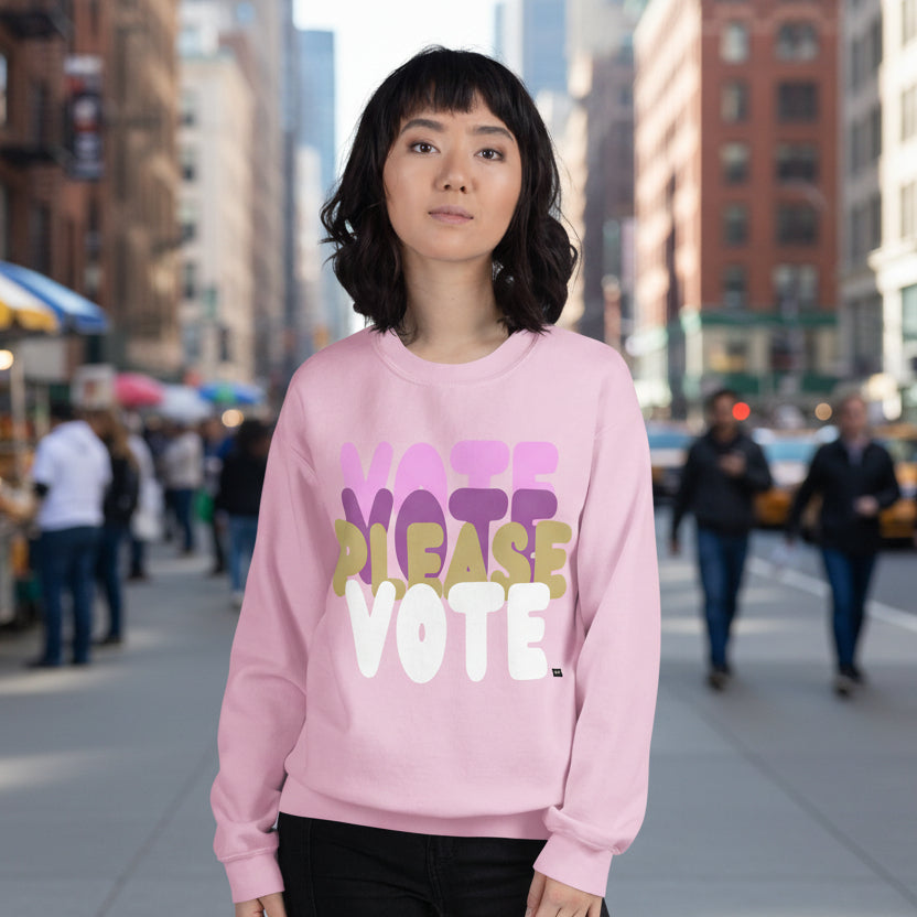 Please Vote in Primaries Pink Unisex Crew Neck Sweatshirt - The APWT Gift Shop