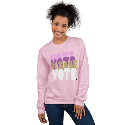 Please Vote in Primaries Pink Unisex Crew Neck Sweatshirt - The APWT Gift Shop