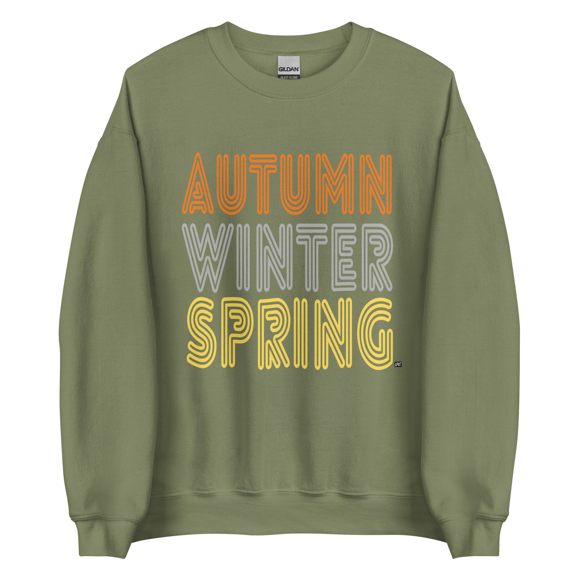 APWT Gift Shop's Fall in Autumn Unisex Crew Neck Sweatshirt from the Day in the Life Collection in Olive Green