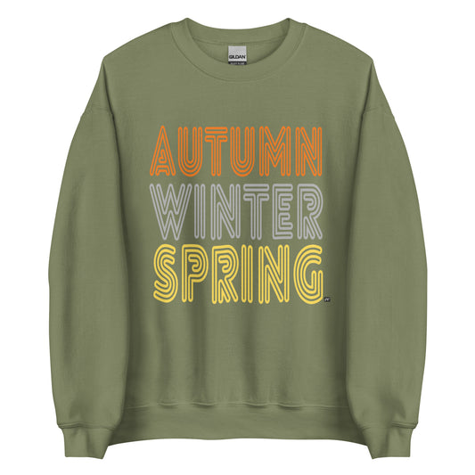 APWT Gift Shop's Fall in Autumn Unisex Crew Neck Sweatshirt from the Day in the Life Collection in Olive Green