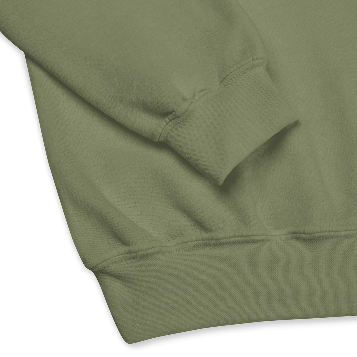 The APWT Gift Shop's Be You in Olive Green and Orange Unisex Crew Neck Sweatshirt from the Be You Collection's sleeve and bottom details