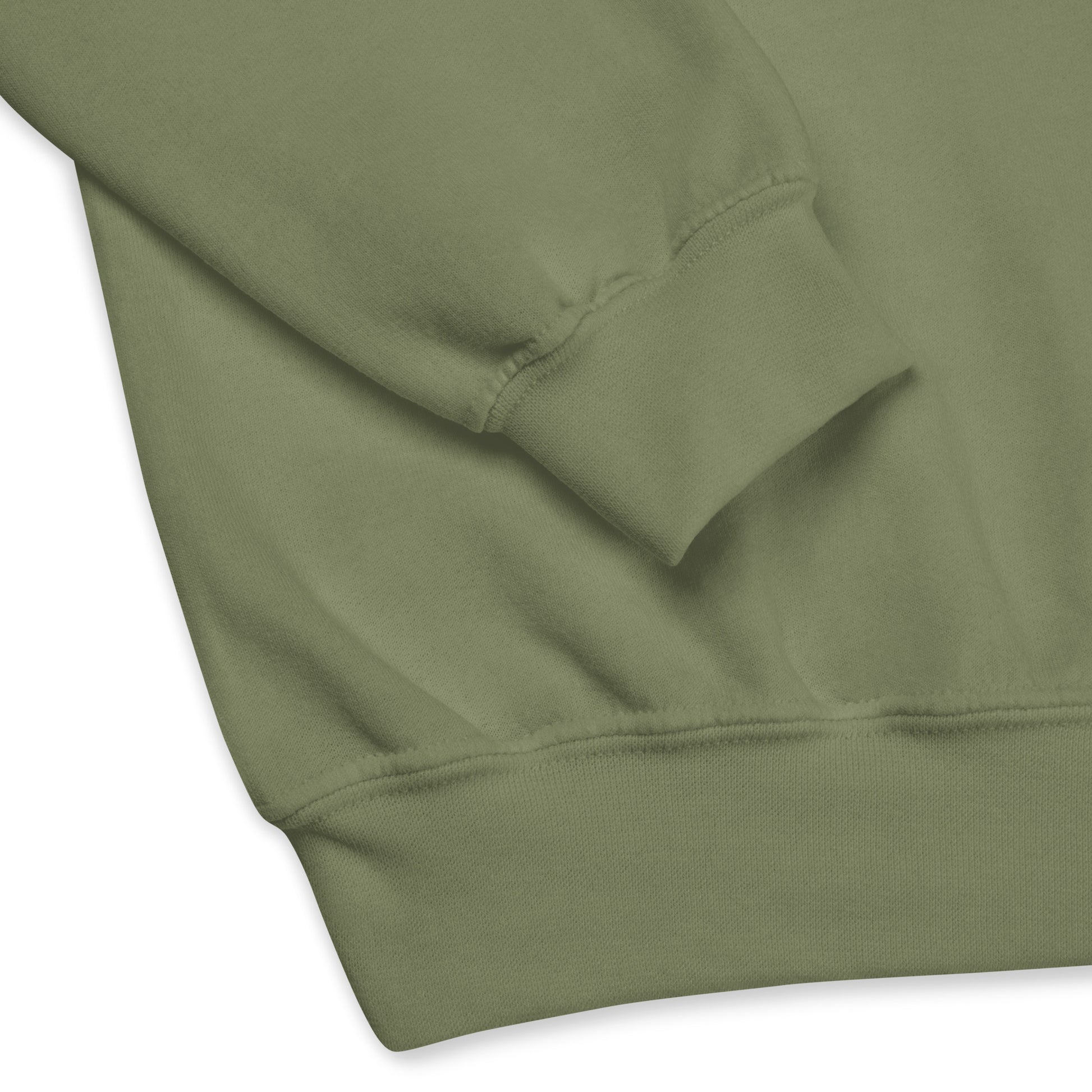 The APWT Gift Shop's Be You in Olive Green and Orange Unisex Crew Neck Sweatshirt from the Be You Collection's sleeve and bottom details