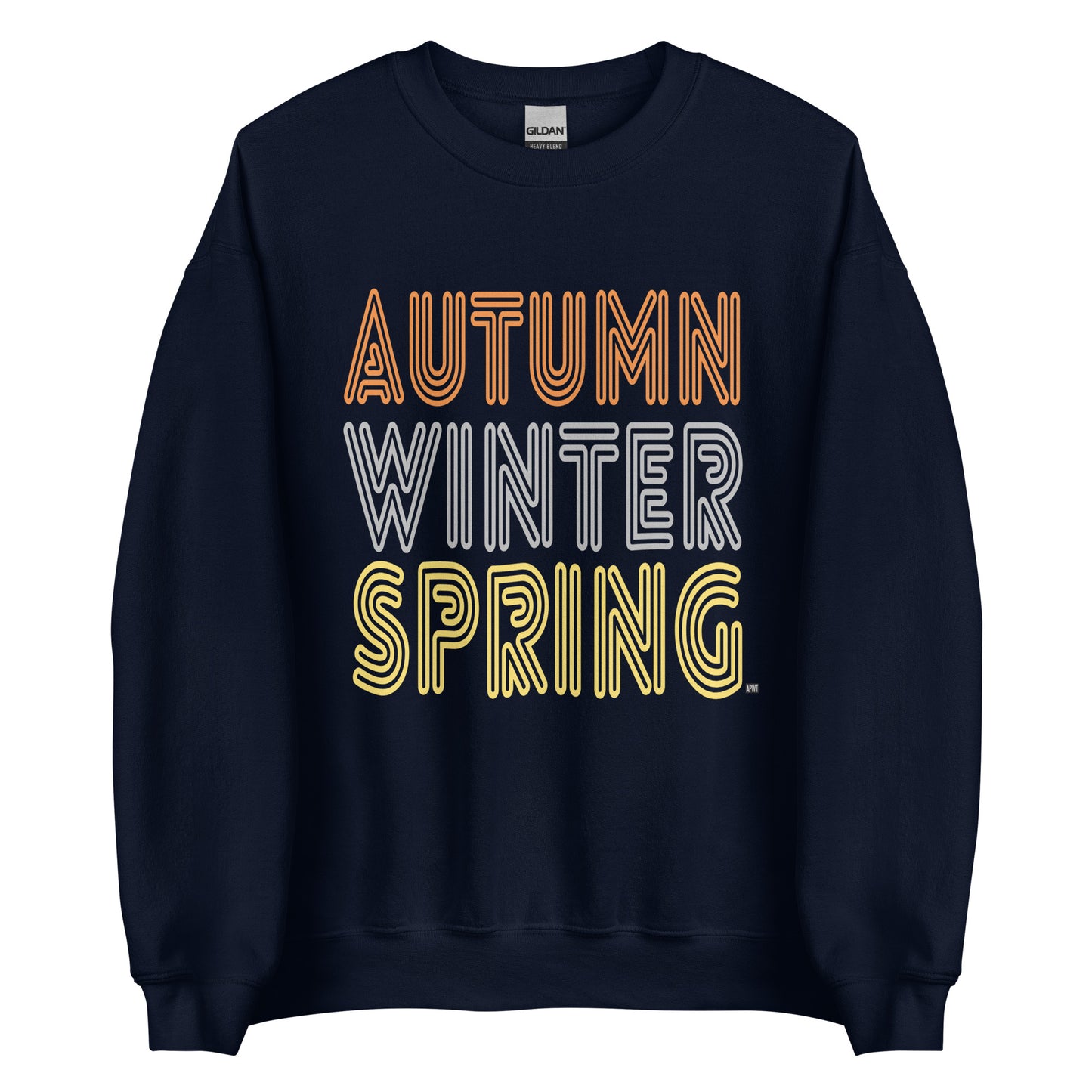  APWT Gift Shop's Fall in Autumn Unisex Crew Neck Sweatshirt from the Day in the Life Collection in Navy Blue