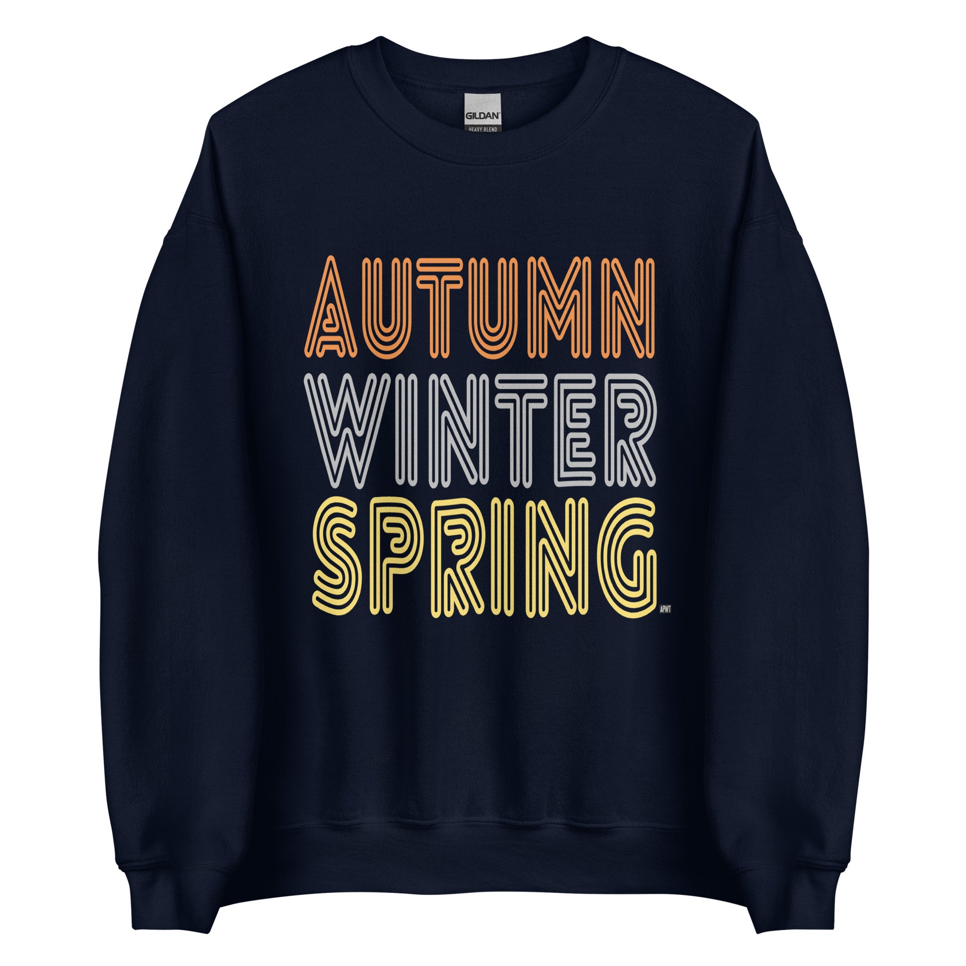  APWT Gift Shop's Fall in Autumn Unisex Crew Neck Sweatshirt from the Day in the Life Collection in Navy Blue
