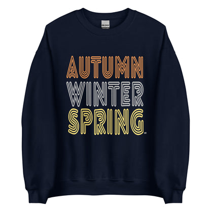  APWT Gift Shop's Fall in Autumn Unisex Crew Neck Sweatshirt from the Day in the Life Collection in Navy Blue