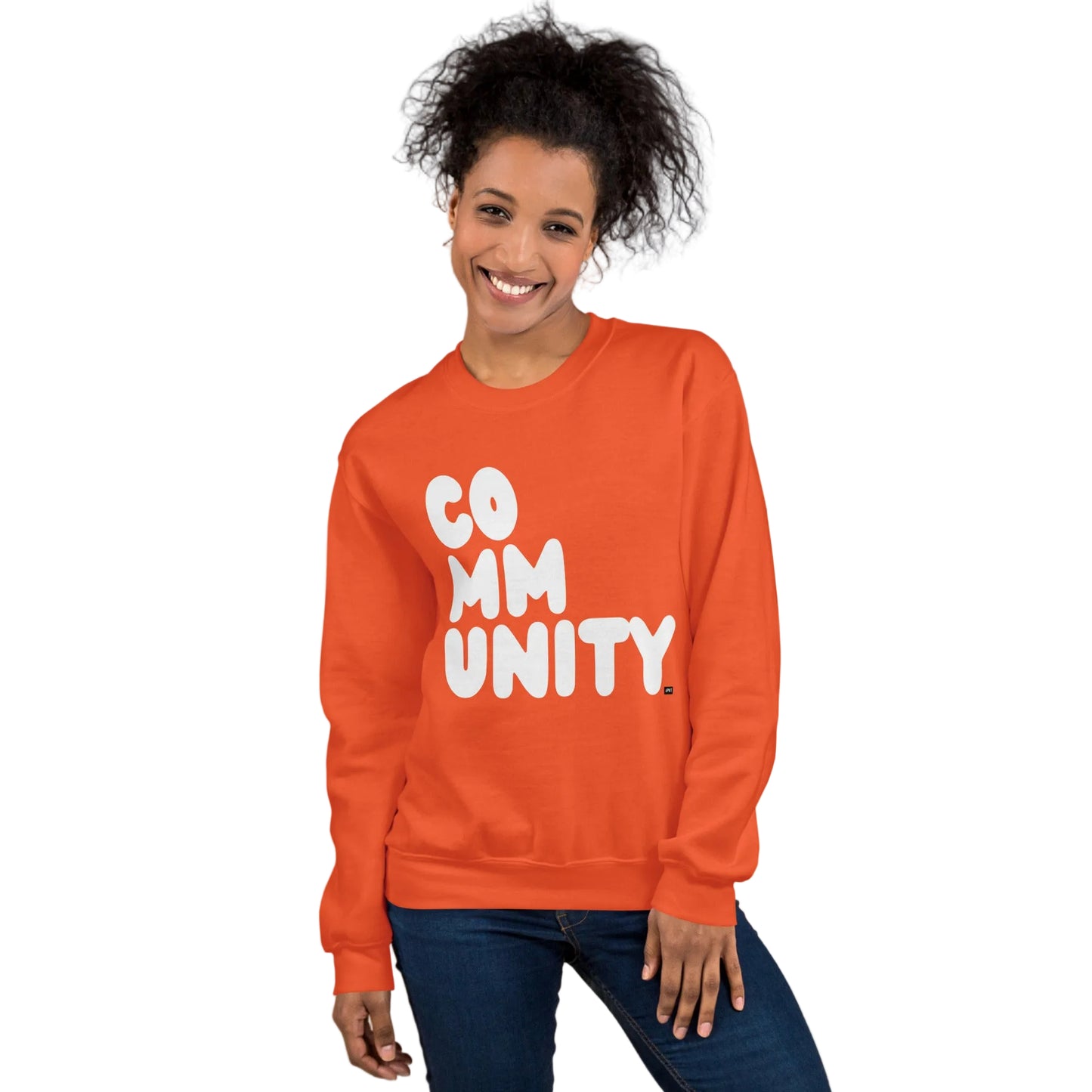 Community in Orange Citrus Unisex Crew Neck Sweatshirt - The APWT Gift Shop