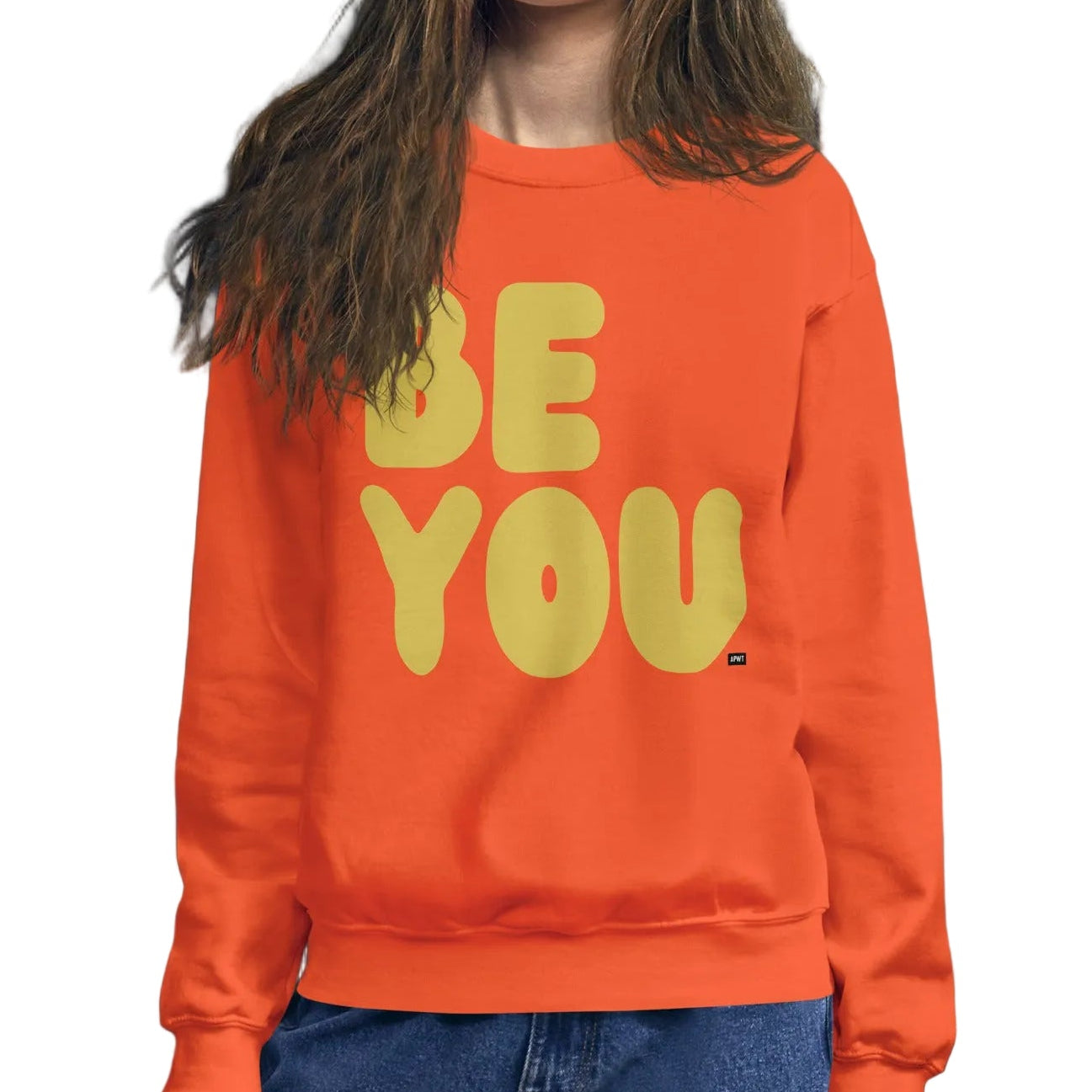 Be You in Orange and Yellow Unisex Crew Neck Sweatshirt