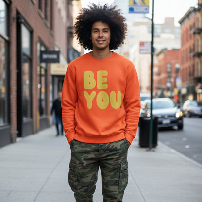 Be You in Orange and Yellow Unisex Crew Neck Sweatshirt