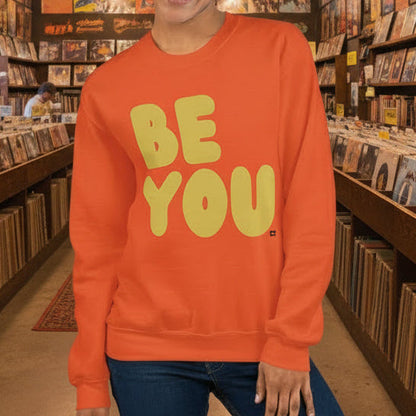 Be You in Orange and Yellow Unisex Crew Neck Sweatshirt