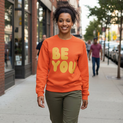 Be You in Orange and Yellow Unisex Crew Neck Sweatshirt