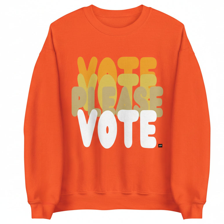 Please Vote in Orange Unisex Crew Neck Sweatshirt - The APWT Gift Shop
