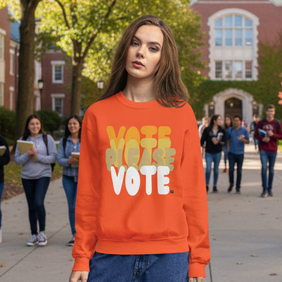 Please Vote in Orange Unisex Crew Neck Sweatshirt - The APWT Gift Shop