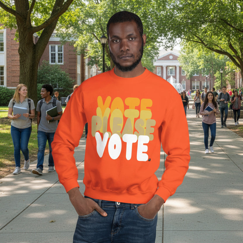 Please Vote in Orange Unisex Crew Neck Sweatshirt - The APWT Gift Shop
