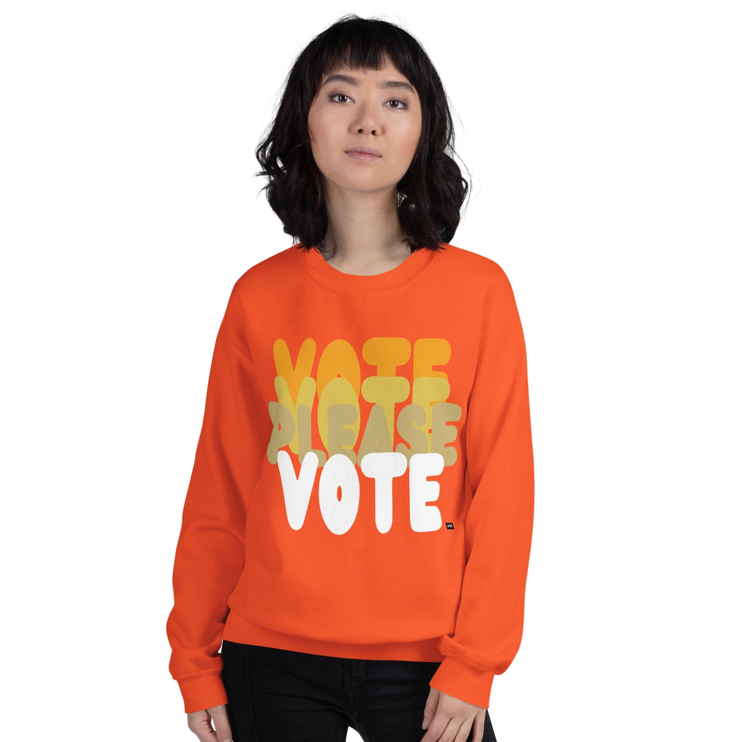 Please Vote in Orange Unisex Crew Neck Sweatshirt - The APWT Gift Shop