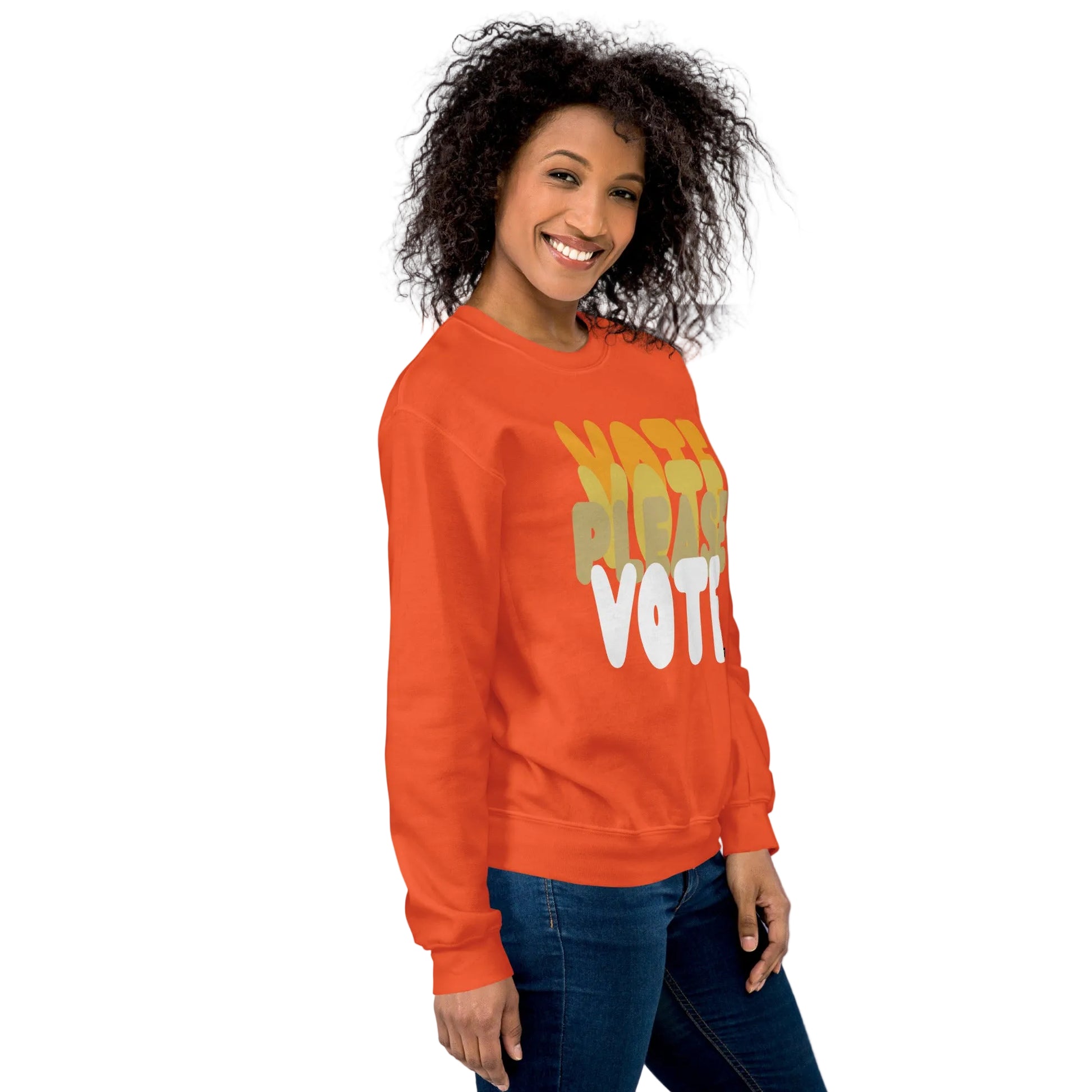 Please Vote in Orange Unisex Crew Neck Sweatshirt - The APWT Gift Shop